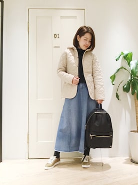 「LAVENHAM（ラベンハム）のアイテム（ブルゾン）」を使った、sa-kiiさん（レディース・159cm）の冬コーディネート