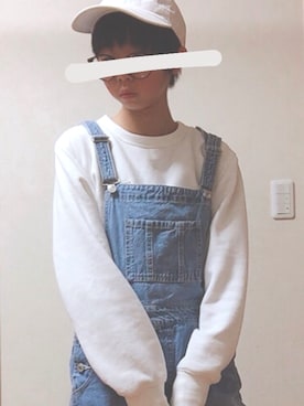 「Honeys（ハニーズ）のアイテム（サロペット/オーバーオール）」を使った、せろりさん（レディース・155cm）の秋コーディネート