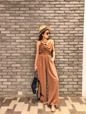 「TAIPEI」｜「アイテム（つなぎ/オールインワン）」を使った、MIN HU’sさん（レディース・163cm）の夏コーディネート