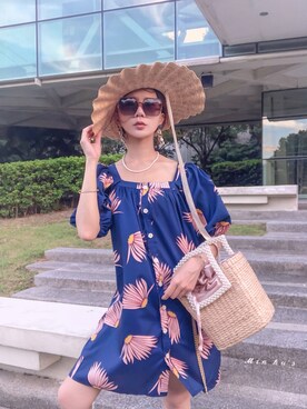 「STYLE」｜「アイテム（チュニック）」を使った、MIN HU’sさん（レディース・162cm）の夏コーディネート
