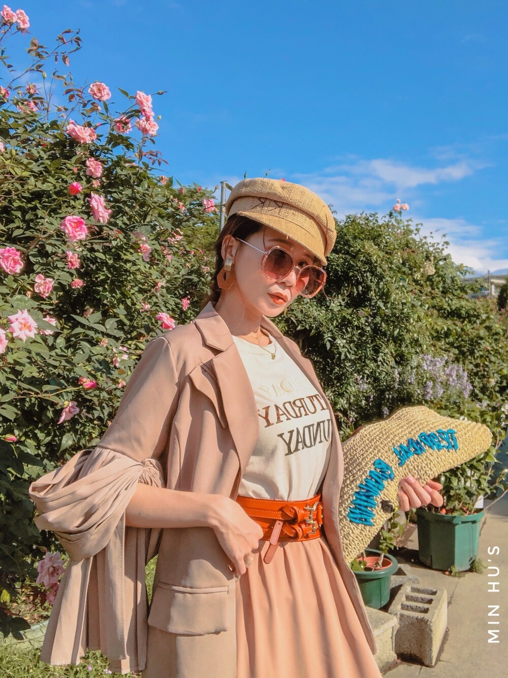 「西裝外套、outfit、fashion、Taiwan、TAIPEI、FREAK’Ｓ STORE」｜「迷胡小姐のアイテム（スーツジャケット、ベージュ系）」を使った、MIN HU’sさん（レディース・162cm）の春コーディネートの1枚目の写真