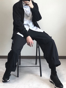 「kiryuyrik（キリュウキリュウ）のアイテム（カーゴパンツ）」を使った、machiさん（メンズ・180cm）の春コーディネート