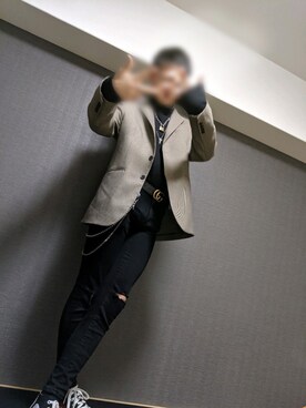 「RAGEBLUE（レイジブルー）のアイテム（ウォレットチェーン）」を使った、りょんさん（メンズ・173cm）の冬コーディネート