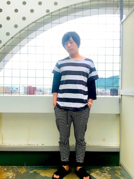 「slowgun（スロウガン）のアイテム」を使った、針山ラットさん（メンズ・164cm）の夏コーディネート