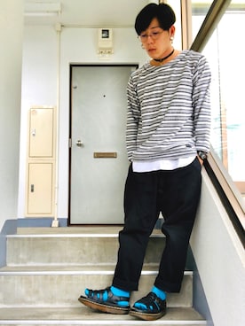 「CABANE de ZUCCa（カバンドズッカ）のアイテム（アナログ腕時計）」を使った、針山ラットさん（メンズ・164cm）の夏コーディネート