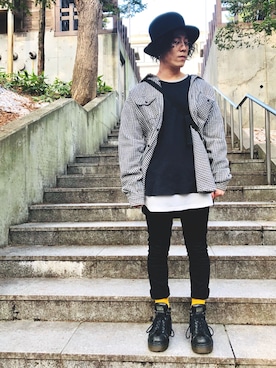 「FIVEBROTHER（ファイブブラザー）のアイテム」を使った、針山ラットさん（メンズ・164cm）の春コーディネート