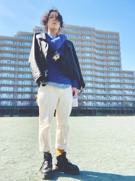 「CAL O LINE（キャルオーライン）のアイテム（ジャケット/アウター）」を使った、針山ラットさん（メンズ・164cm）の春コーディネート