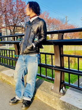 「CAL O LINE（キャルオーライン）のアイテム（ジャケット/アウター）」を使った、針山ラットさん（メンズ・164cm）の春コーディネート