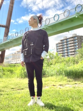 「CABANE de ZUCCa（カバンドズッカ）のアイテム（シューズ）」を使った、針山ラットさん（メンズ・164cm）の夏コーディネート