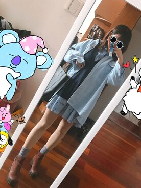 「blue」｜「アイテム（ピーコート）」を使った、3時さん（レディース・163cm）の秋コーディネート
