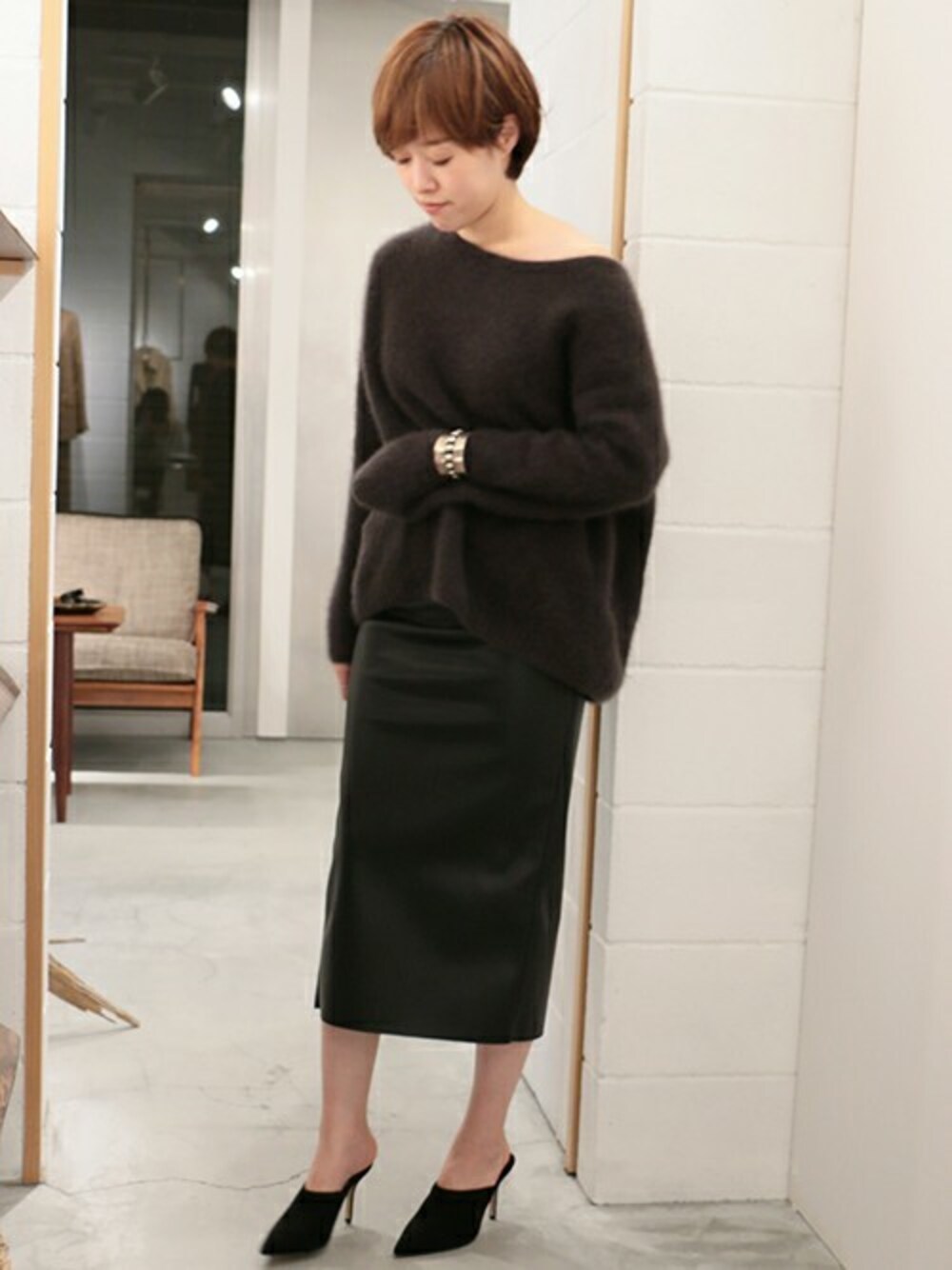 plage（プラージュ）の「Fur Vネック ニットプルオーバー