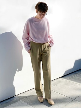 「アイテム（パンツ、イエロー系）」を使った、KIKUさん（レディース・160cm）の冬コーディネート