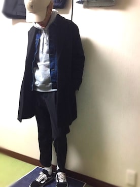 「niko and...（ニコアンド）のアイテム（チェスターコート）」を使った、rksさん（メンズ・175cm）の冬コーディネート
