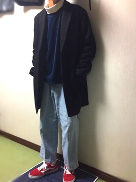 「niko and...（ニコアンド）のアイテム（チェスターコート）」を使った、rksさん（メンズ・175cm）の冬コーディネート