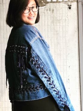 「G.V.G.V.（ジーヴィージーヴィー）のアイテム（デニムジャケット）」を使った、劉 麗萍さん（レディース・153cm）の冬コーディネート