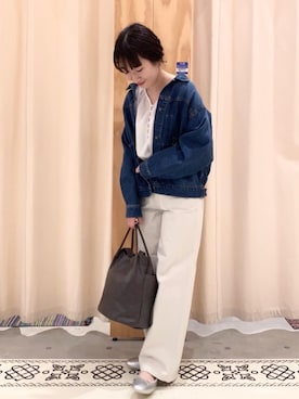「USAコットン」｜「アイテム（バレエシューズ）」を使った、和泉さん（レディース・157cm）の春コーディネート