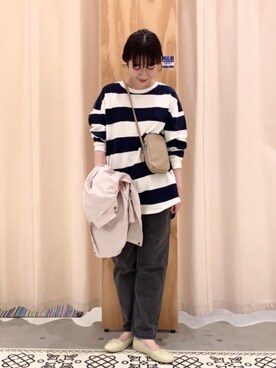 「USAコットン」｜「アイテム（ブルゾン）」を使った、和泉さん（レディース・157cm）の春コーディネート