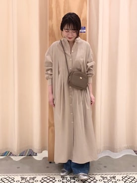 「USAコットン」｜「アイテム（シャツワンピース）」を使った、和泉さん（レディース・157cm）の春コーディネート