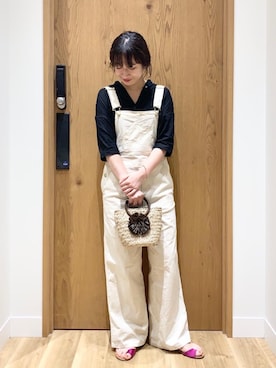 「coen（コーエン）のシーグラスミニかごバッグ（バスケット）（かごバッグ）」を使った、和泉さん（レディース・157cm）の夏コーディネート