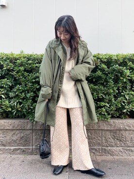 「coen（コーエン）のアイテム（モッズコート）」を使った、和泉さん（レディース・157cm）の秋コーディネート