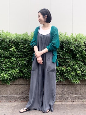 「coen（コーエン）のアイテム（オールインワン・サロペット）」を使った、和泉さん（レディース・157cm）の夏コーディネート