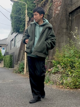 「アイテム（パーカー、グリーン系）」を使った、aceshop_snapさん（メンズ・173cm）の秋コーディネート