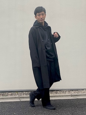 「ワントーンコーデ」｜「アイテム（ステンカラーコート）」を使った、aceshop_snapさん（メンズ・174cm）の秋コーディネート