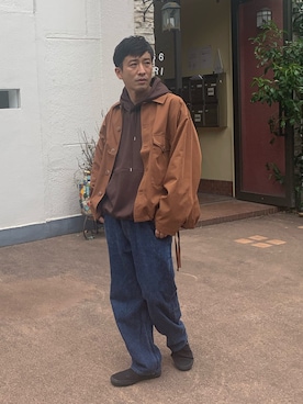 「アイテム（トップス、ブラウン系）」を使った、aceshop_snapさん（メンズ・174cm）の冬コーディネート