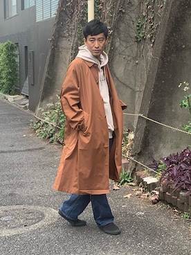 「オーバーコート」｜「アイテム（ステンカラーコート）」を使った、aceshop_snapさん（メンズ・174cm）の冬コーディネート