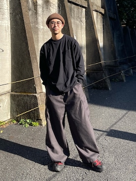 「アイテム（Tシャツ/カットソー、ブラック系）」を使った、aceshop_snapさん（メンズ・174cm）の春コーディネート