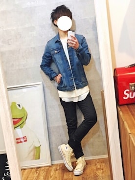 「WEGO（ウィゴー）のアイテム（デニムジャケット）」を使った、gakuさん（メンズ・173cm）の春コーディネート