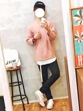 「HARE（ハレ）のアイテム（スウェット）」を使った、gakuさん（メンズ・173cm）の春コーディネート