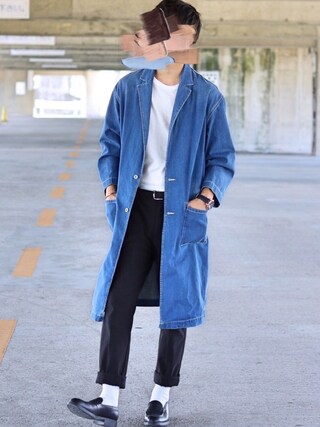 gaku使用「LEGENDA（ロング丈デニムガウンコート）」的時尚穿搭