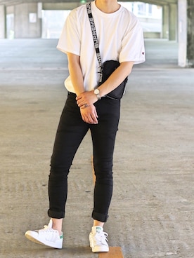 「アイテム（生活家電、ブルー系）」を使った、gakuさん（メンズ・173cm）の夏コーディネート