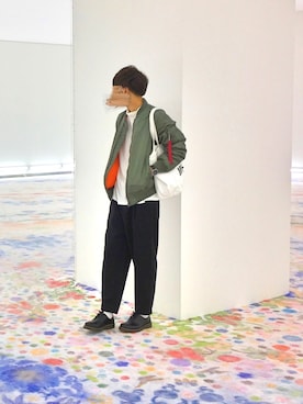 「ZIP FIVE（ジップファイブ）のアイテム（MA-1）」を使った、gakuさん（メンズ・173cm）の冬コーディネート