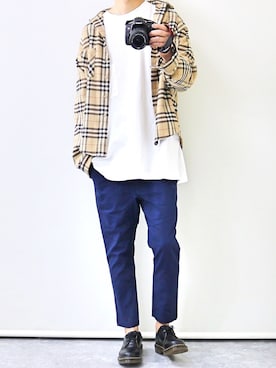 「タータンチェック」｜「アイテム（その他シューズ）」を使った、gakuさん（メンズ・173cm）の春コーディネート