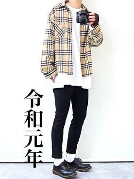 「タータンチェック」｜「アイテム（その他シューズ）」を使った、gakuさん（メンズ・173cm）の春コーディネート