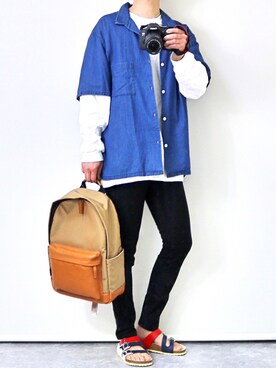 「FOSSIL（フォッシル）のアイテム（バックパック/リュック）」を使った、gakuさん（メンズ・173cm）の春コーディネート