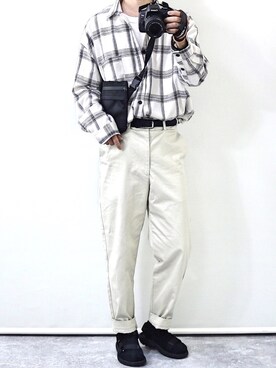 gakuさんの「【BASQUE -enthusiastic design-】ビッグシルエットチェックシャツ」を使ったコーディネート
