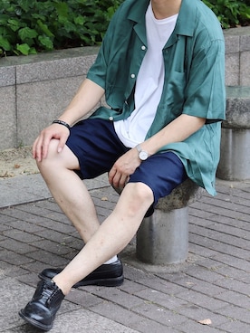 「Daniel Wellington（ダニエルウェリントン）の販売終了クラシックペティット アッシュフィールド32mm（アナログ腕時計）」を使った、gakuさん（メンズ・173cm）の夏コーディネート