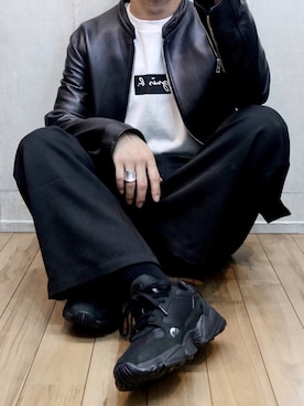 「LIDNM（リドム）のアイテム（ライダースジャケット）」を使った、gakuさん（メンズ・173cm）の秋コーディネート