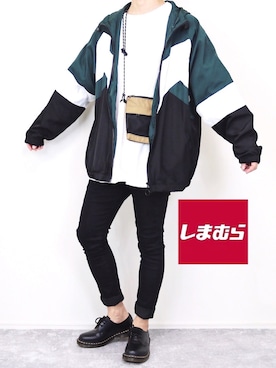 「しまむら（シマムラ）のアイテム（ブルゾン）」を使った、gakuさん（メンズ・173cm）の秋コーディネート