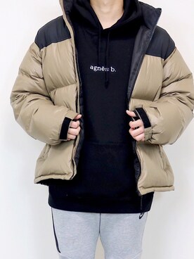 「GU（ジーユー）のアイテム（ダウンジャケット/コート）」を使った、gakuさん（メンズ・173cm）の冬コーディネート