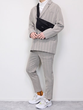 「UNIQLO U」｜「アイテム（セットアップ）」を使った、gakuさん（メンズ・173cm）の冬コーディネート