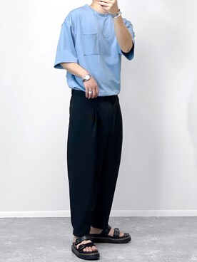 「サックスブルー」｜「アイテム（その他）」を使った、gakuさん（メンズ・173cm）の夏コーディネート