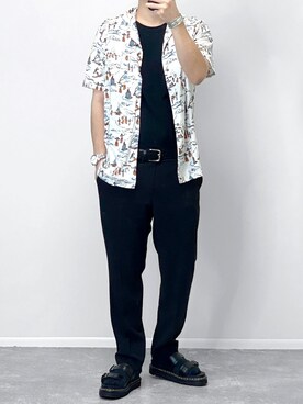 Gu レーヨンアロハシャツ 半袖 を使ったメンズ人気ファッションコーディネート Wear