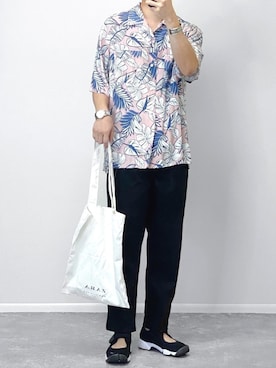 「ZARA（ザラ）のアイテム（トートバッグ）」を使った、gakuさん（メンズ・173cm）の夏コーディネート