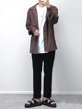 「Dr. Martens（ドクターマーチン）のアイテム（サンダル）」を使った、gakuさん（メンズ・173cm）の夏コーディネート