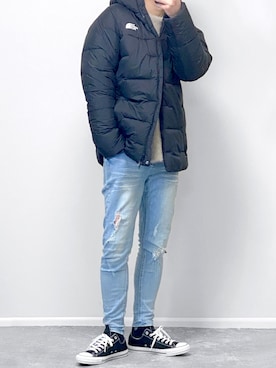 「CONVERSE（コンバース）のconverse コンバース ALL STAR 100 COLORS OX オールスター 100 カラーズ オックス 32861791 BLACK（スニーカー）」を使った、gakuさん（メンズ・173cm）の冬コーディネート