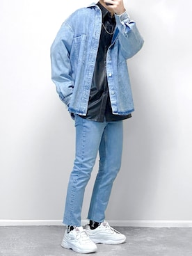 「デニムonデニム」｜「アイテム（アクセサリー）」を使った、gakuさん（メンズ・173cm）の春コーディネート